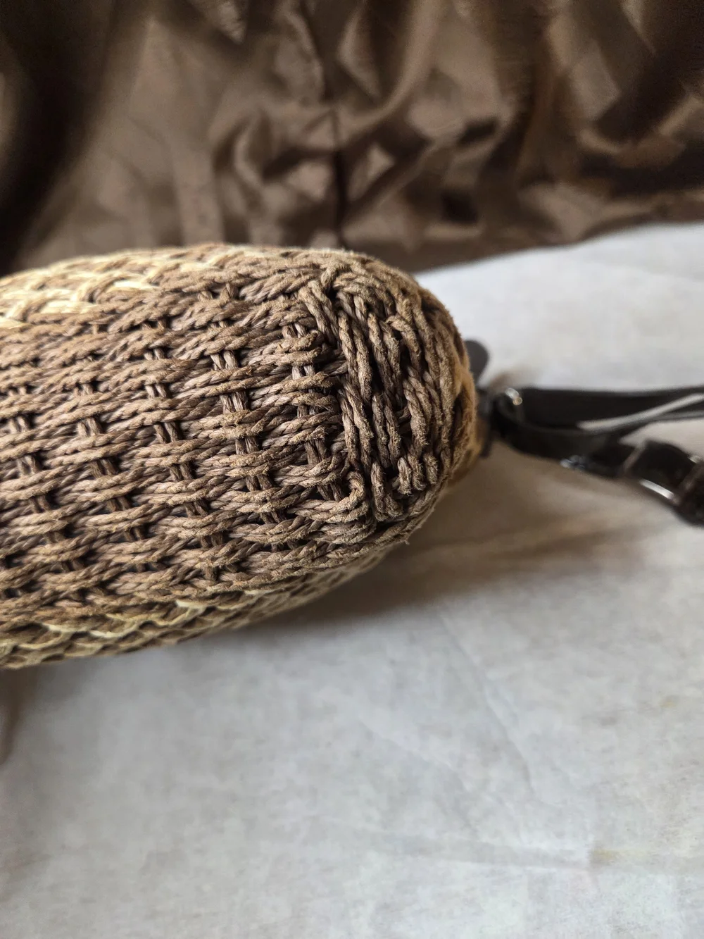Brighton Woven Straw Crossbody with Brown Trim and Chocolate Strap-See Pictures